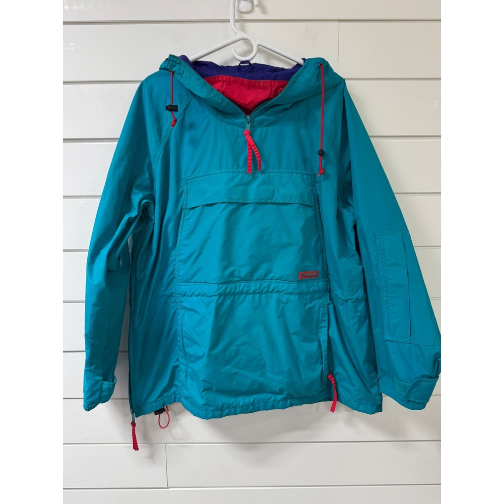 Vintage Columbia Sportswear Anorak Pullover Teal Purple Red Men L XL 90s Jacket